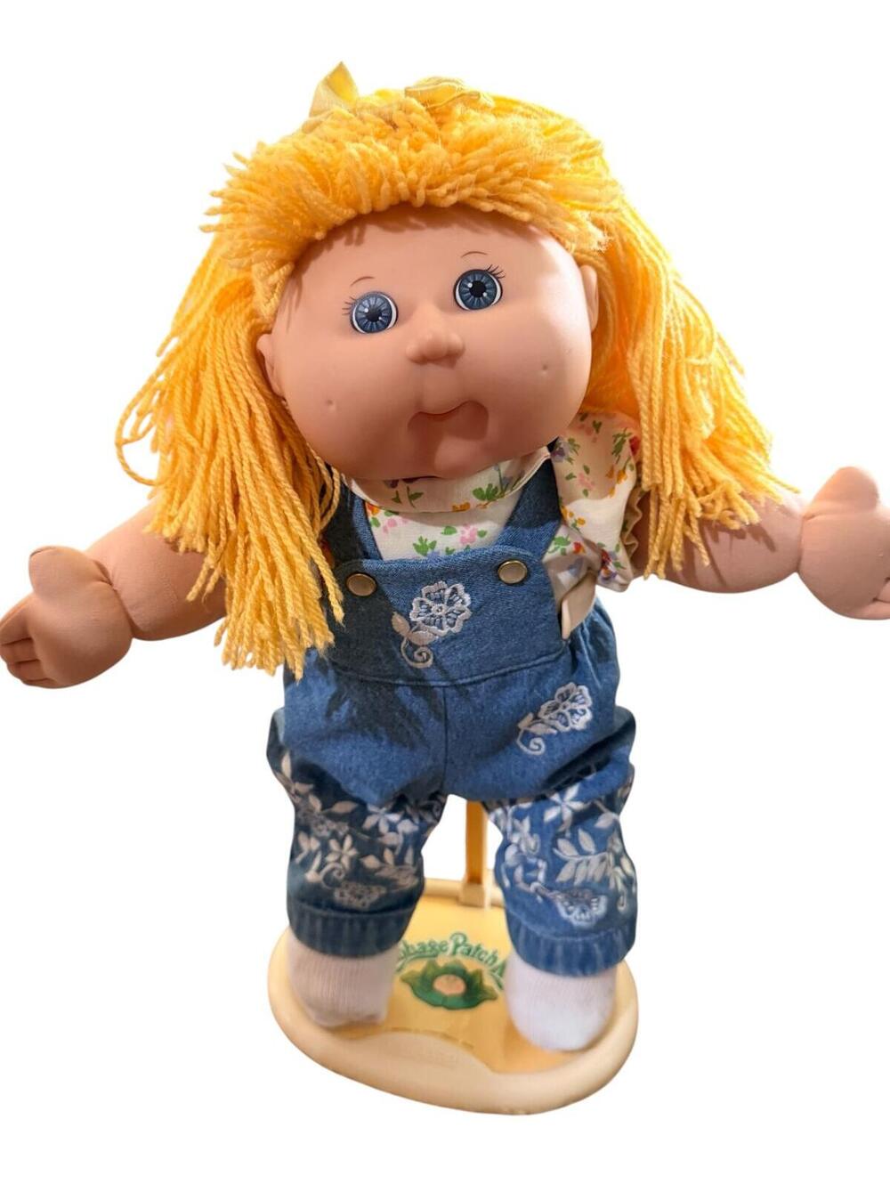 Cabbage Patch Kids PA-4 Blonde Hair Doll 2004 Xavier Roberts Floral Denim Outfit